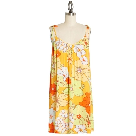 Modcloth Dresses & Skirts - ModCloth Paradise-Worthy Tie-Shoulder Dress Yellow Honolulu Floral Size Medium